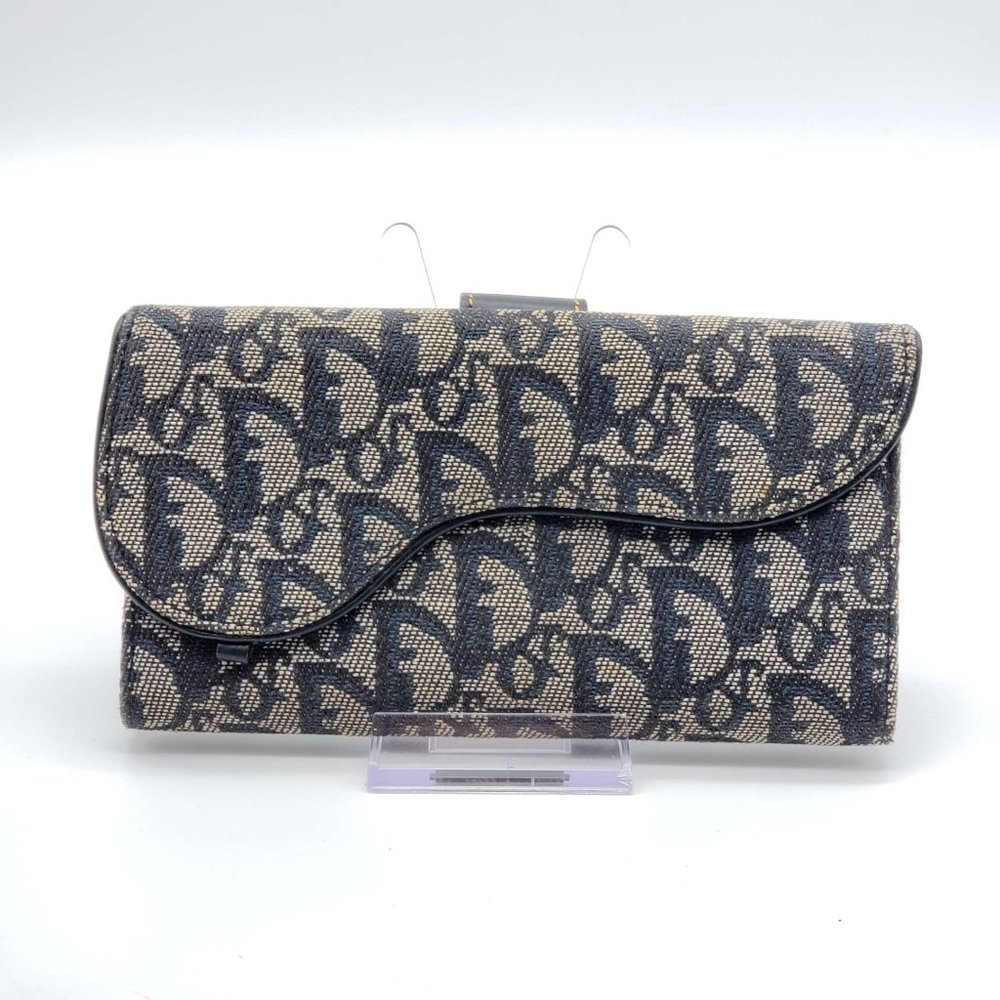 100% Authentic Christian Dior Navy Blue Canvas Wallet - Picture 2 of 12